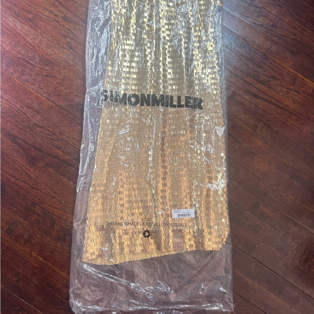 Simon Miller Gold Sequin Long Sleeve Gown dress BNWT - Picture 6 of 6